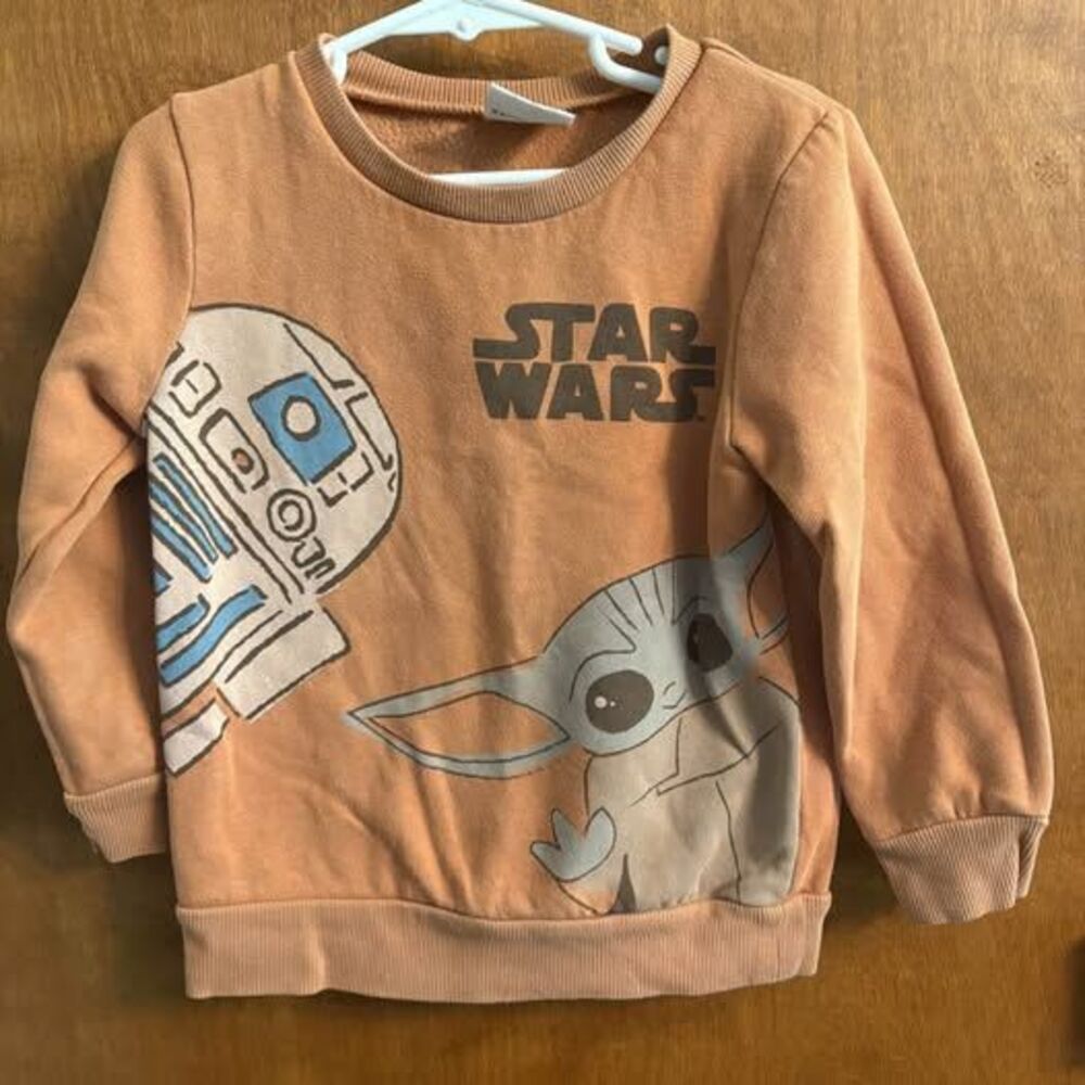 Baby Yoda Grogu & R2D2 Star Wars Crewneck Sweatshirt 4T Orange Toddler Pull Over